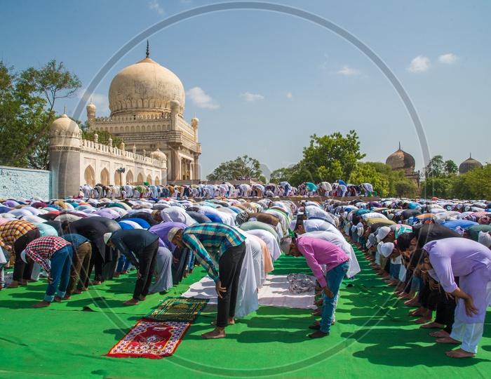 Eid Prayers at Qutb Shahi Tombs in Hyderabad