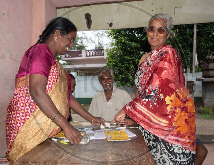 a Happy NTR Bharosa Pension Scheme beneficiaries/beneficial woman, Andhra pradesh.