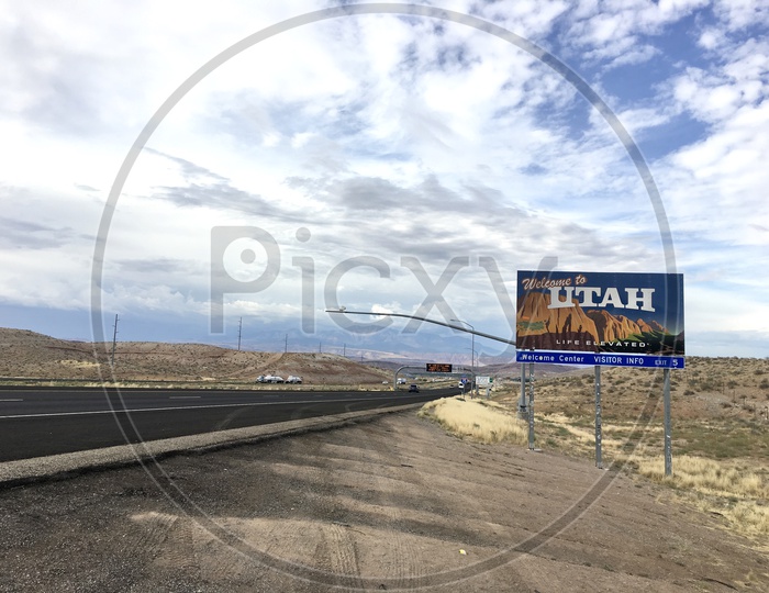 Utah State Welcome Sign Board