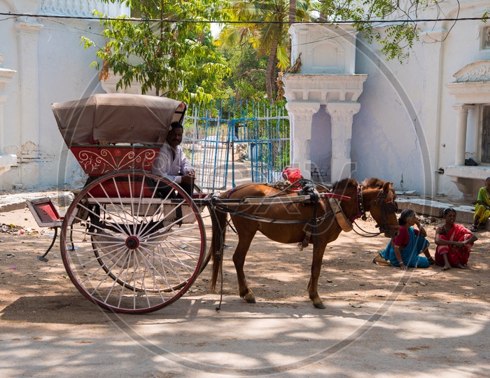 Horse Cart for transportation at Kolanpaku Jain Temple