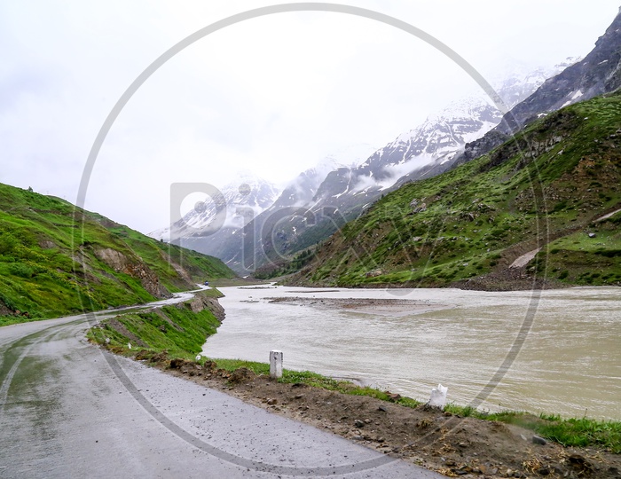 Chenab River Flow On the way to Rohtang Pass