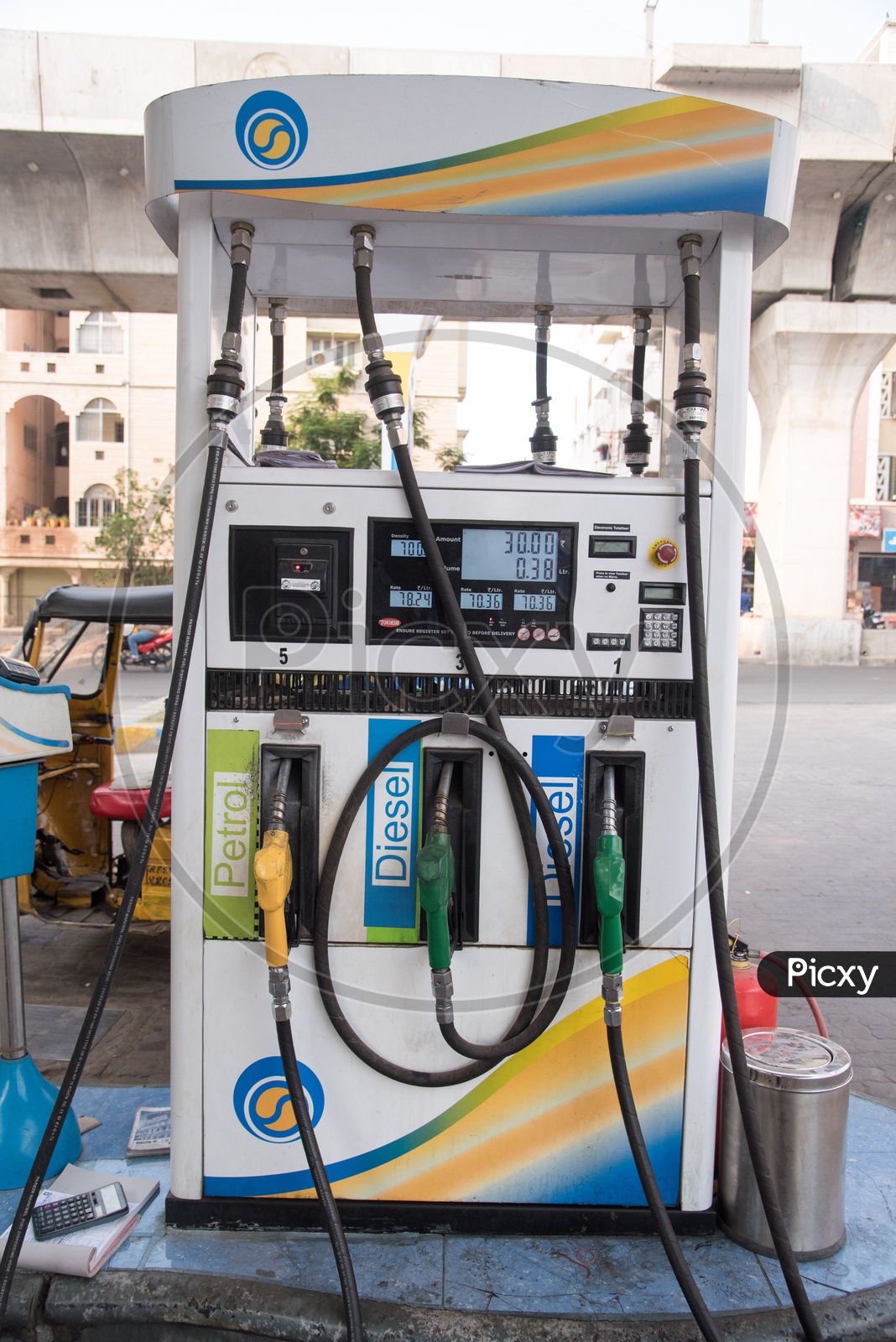 Petrol and Diesel Dispenser at a Fuel Station