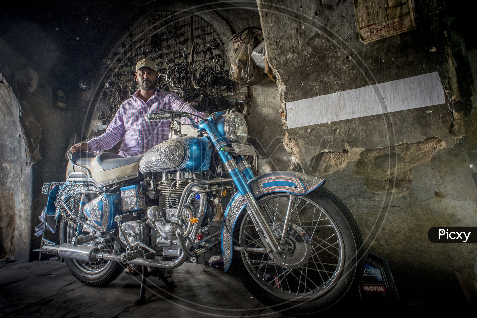 Man with Bike at Darul Shifa, Hyderabad