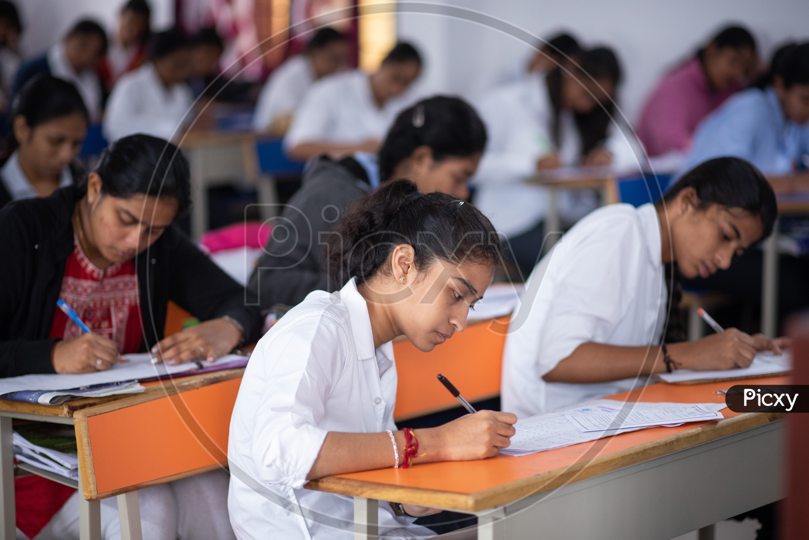 Student writing exam at an educational institute in Hyderabad