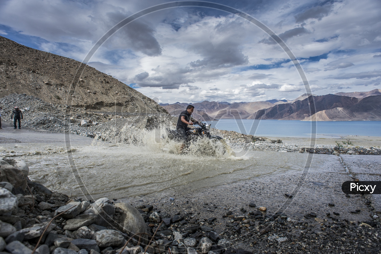 Royal Enfield Bike at Pangong Lake, Ladakh