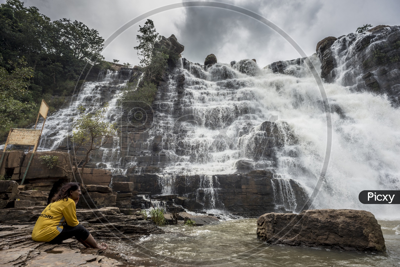 Tourist at Tirathgarh Waterfalls, Jagdalpur