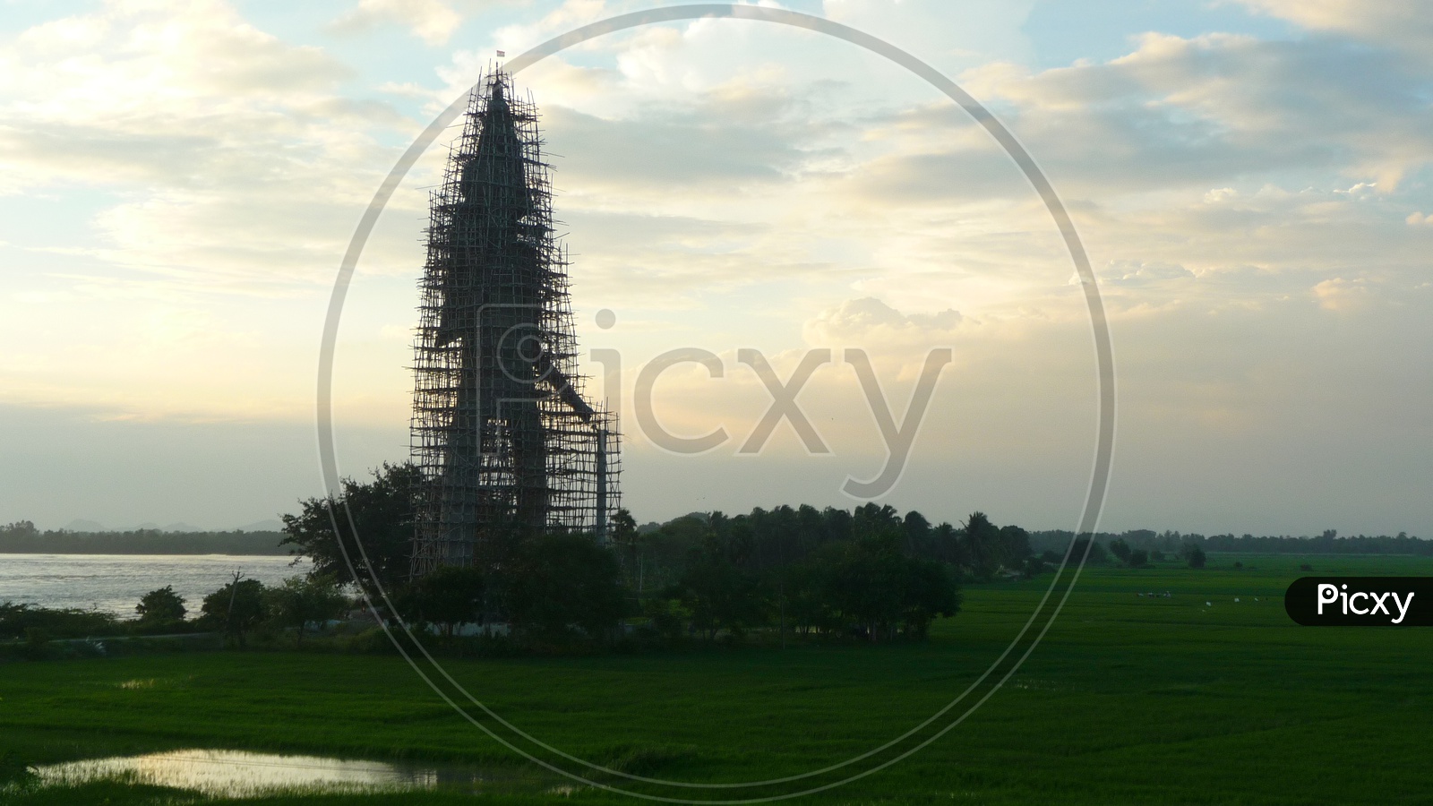 Lord Hanuman Statue being built on Vamsadhara river banks