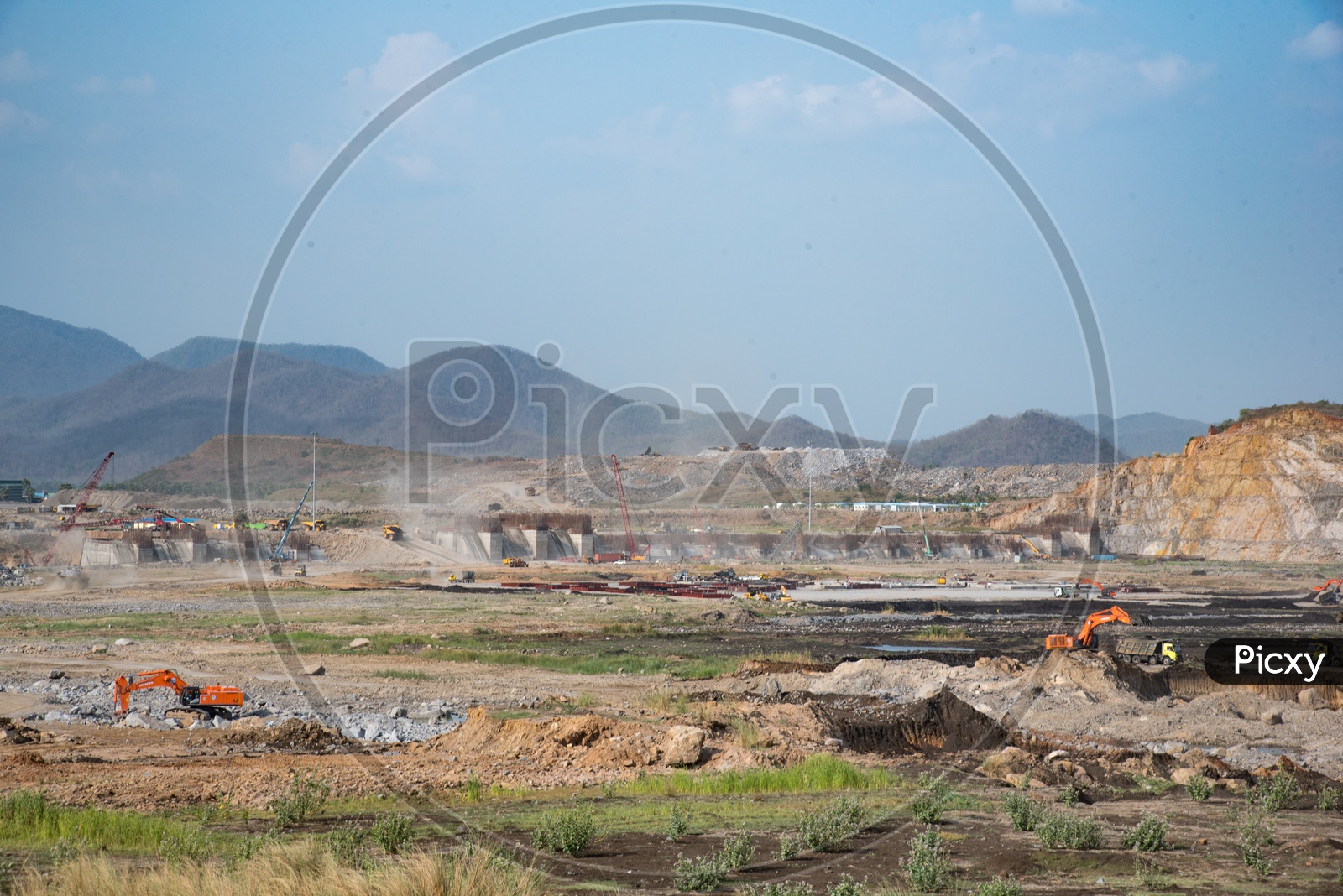 Spill Way for Water Flow being constructed at Polavaram Irrigation Project Dam Site