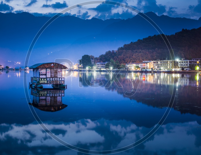 Night View of Dal Lake in Srinagar, Jammu and Kashmir