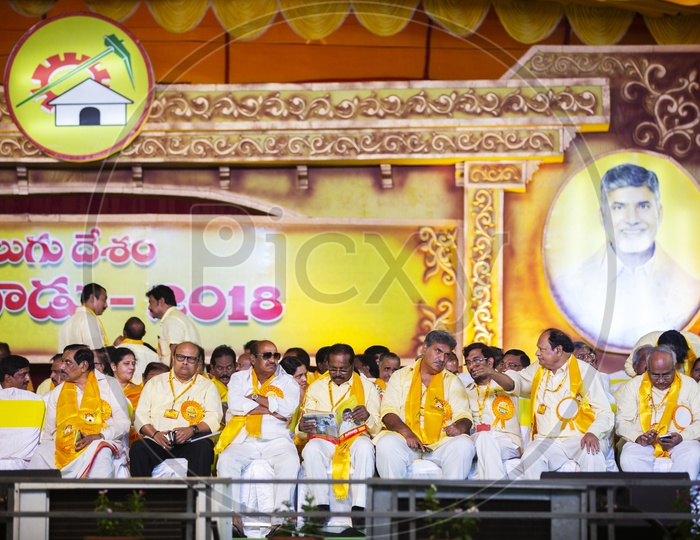 TDP Party Leaders on Mahanadu Stage.