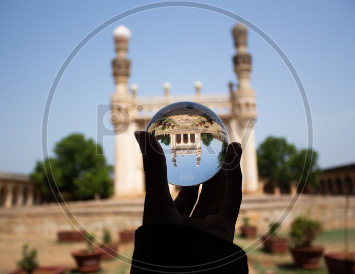 Juma masjid through lens ball