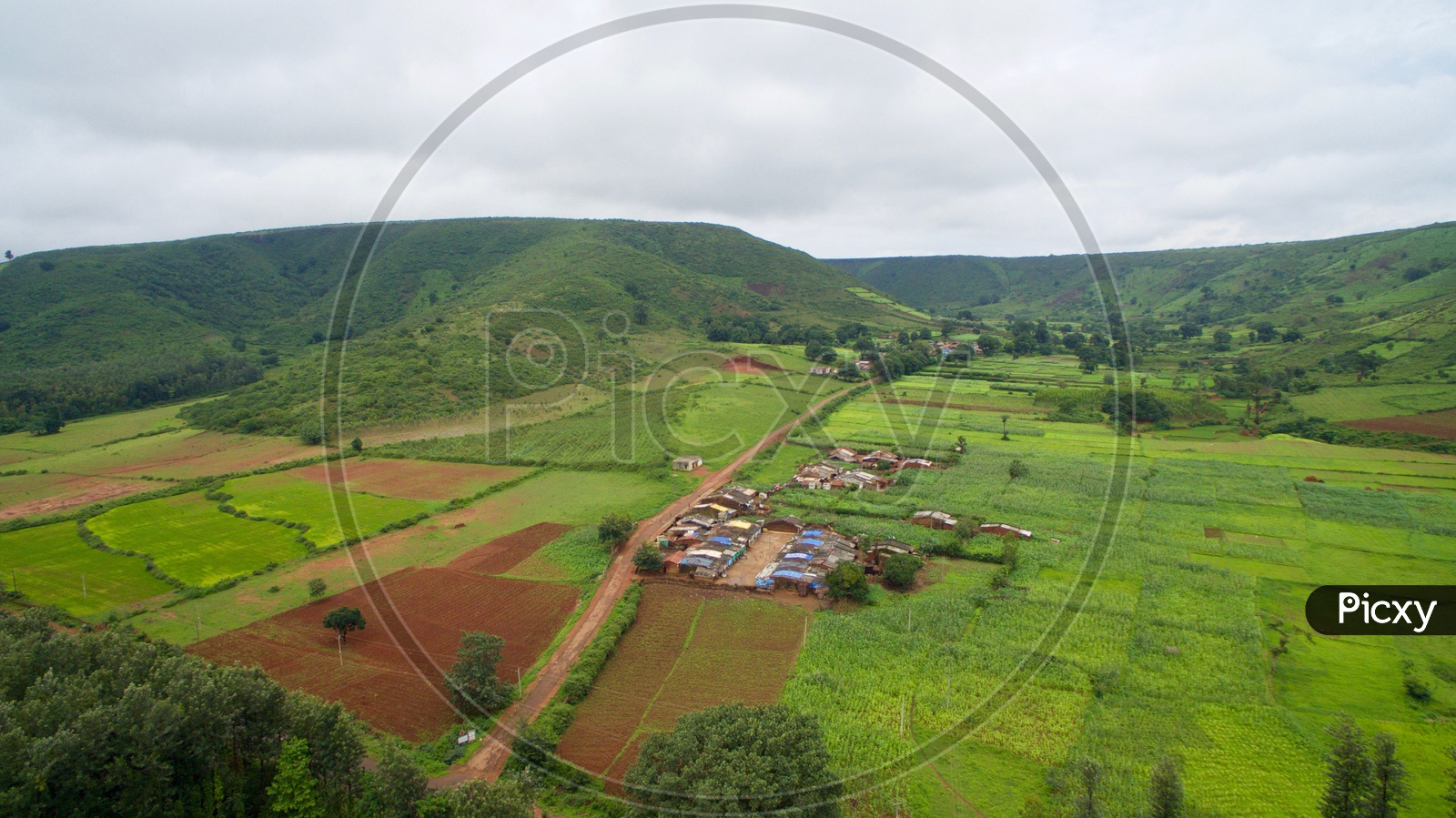 An aerial view of a village in Odisha.