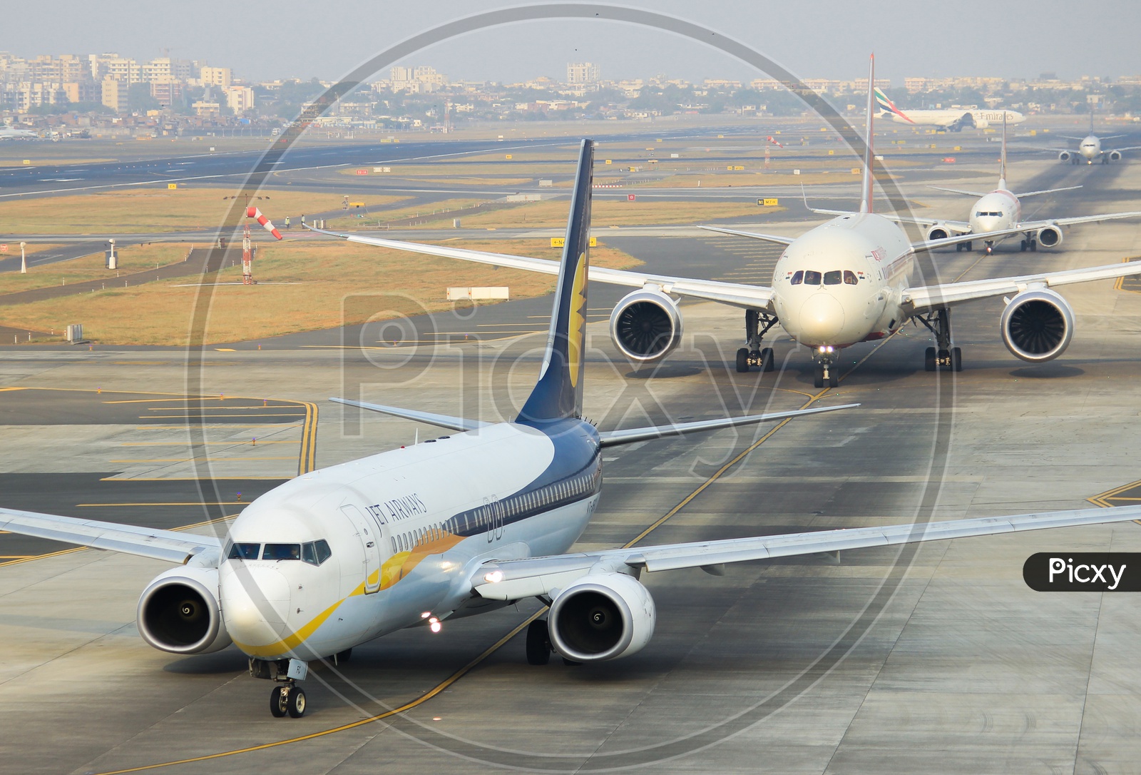 B737 from jetairways leading the departure lineup at BOM.