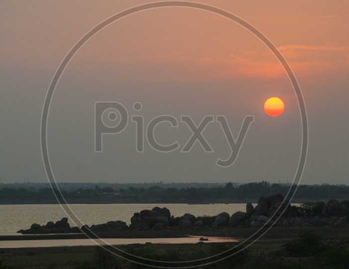 Sunset at Himayat Sagar Lake
