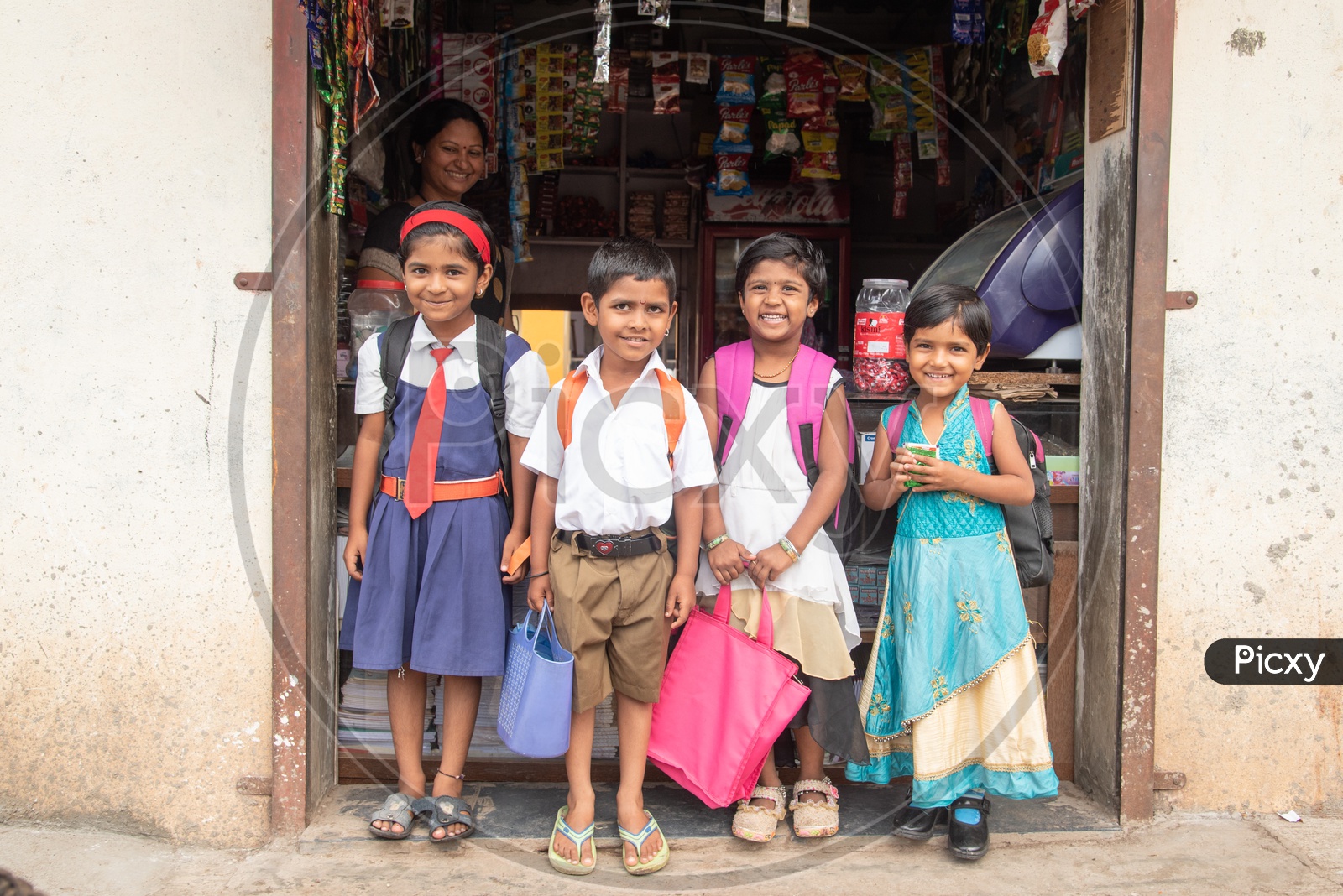 Happy kids before going to school at a village in Maharashtra