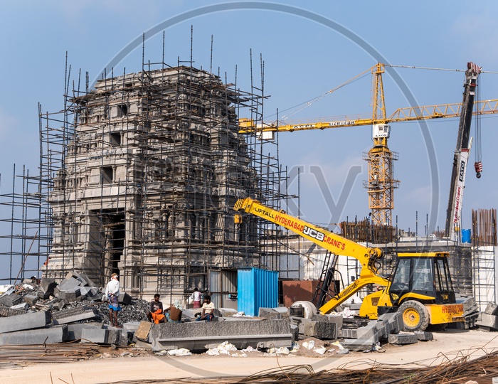 One of the 4 gopurams of the Yadagiri Temple underconstruction