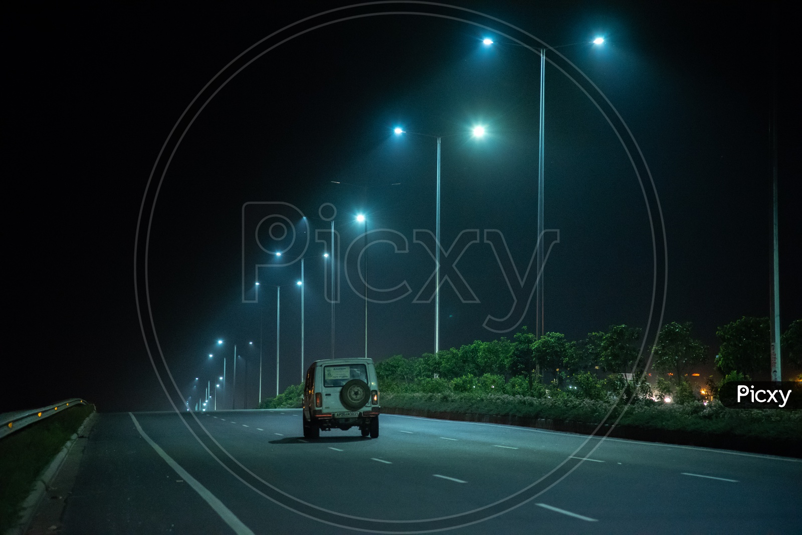 Vehicles/Cars under the LED Lights on NH 16.