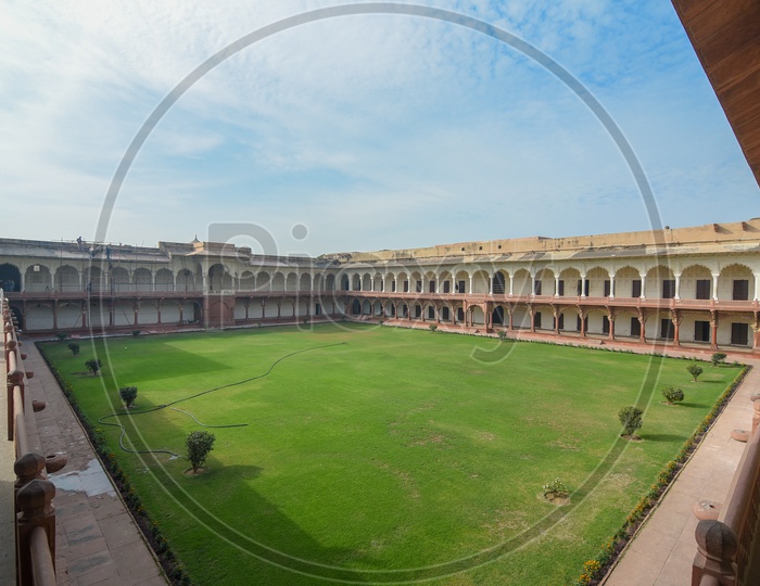 Wide View of interior of Agra Fort