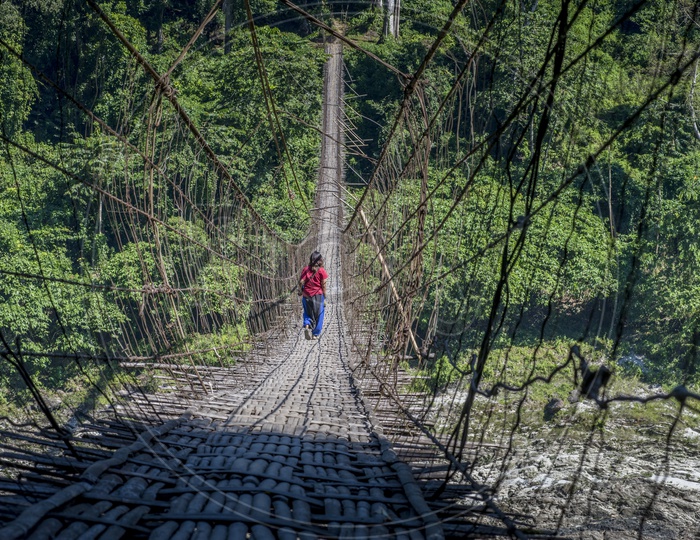 Aalo to Pasighat, Suspension Bridge Pangin, Siang River, Arunachal Pradesh