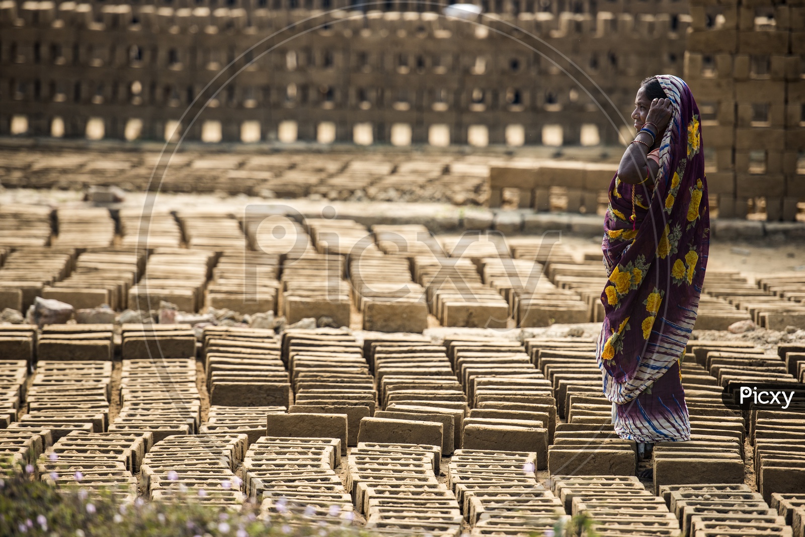 Woman at Bricks making place, Devtamura, Chabimura