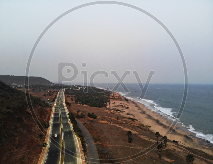 Vizag Beach Road During Sunset.