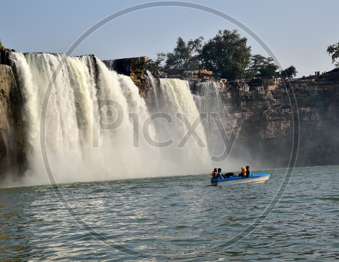Tourist Boat in Chitrakote Waterfalls