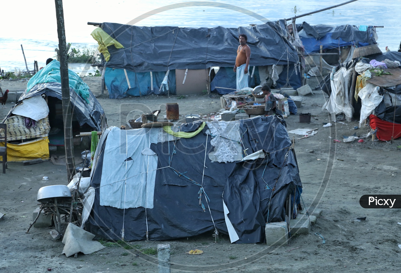 Slums in Dibrugarh Assam.