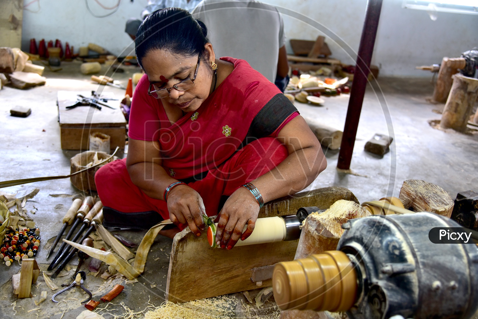 Female Worker Making of Ettikopaka Toys
