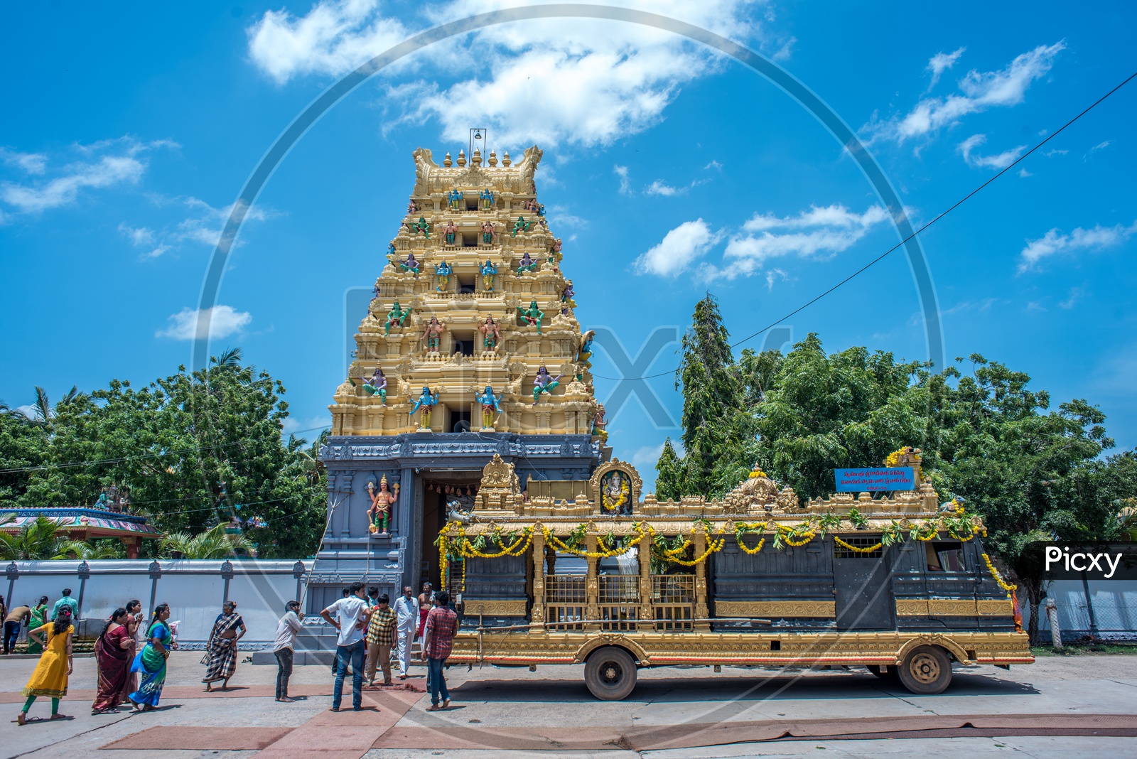 Decorated vehicle in front of  Sri lakshmi narasimha swami temple