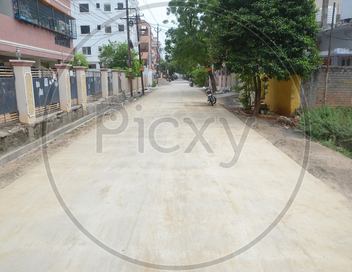 Newly laid cement  road