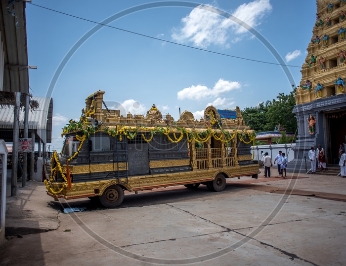 decorated vehicle in Sri lakshmi narasimha swami temple