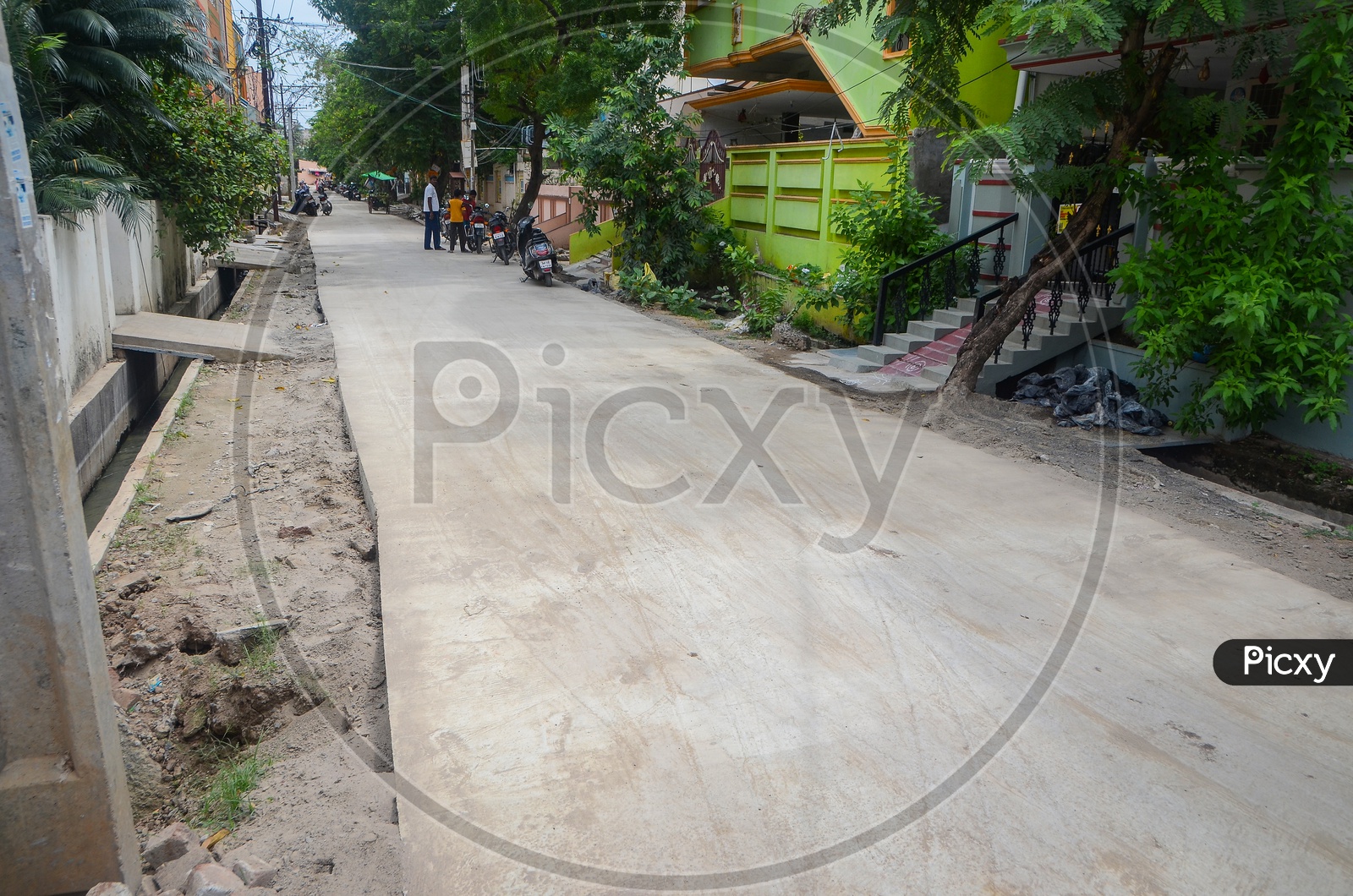 Newly laid cement  road