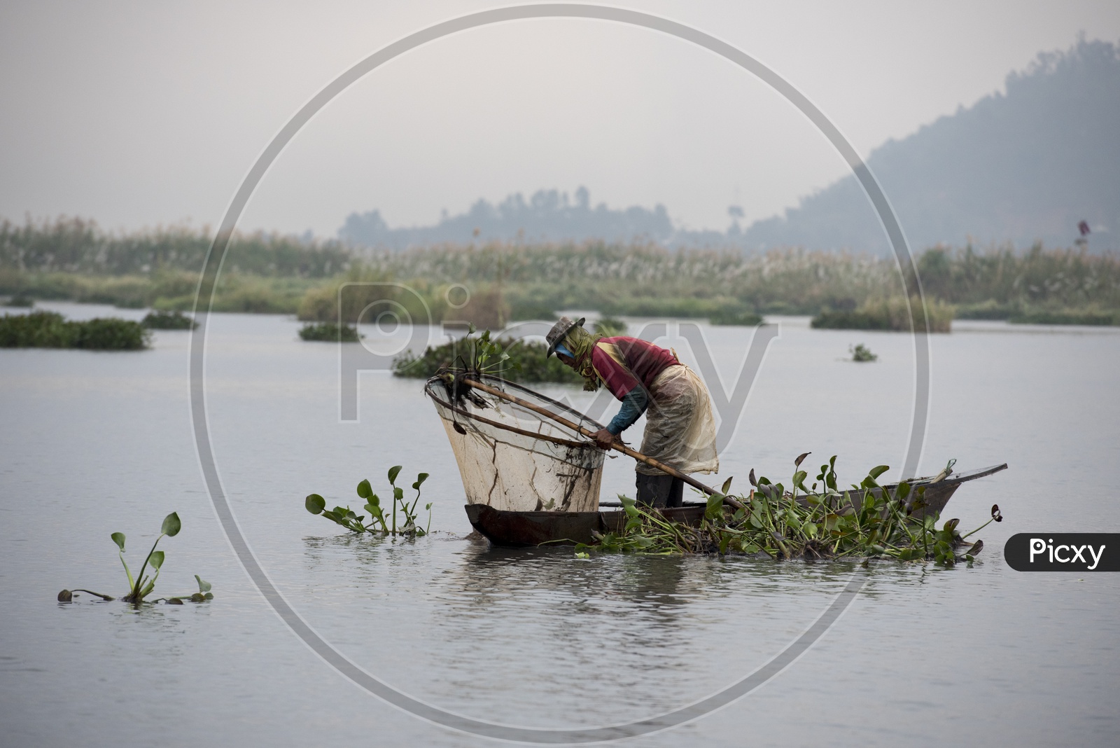 Fisherman in Loktak Lake, Manipur