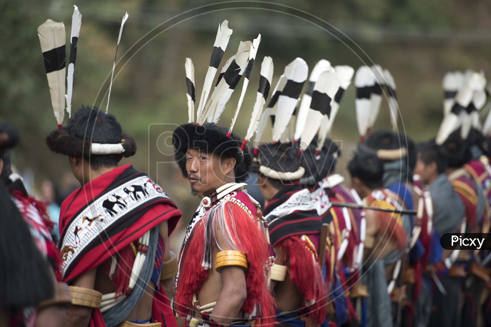 Naga wedding couple in traditional costume of Nagaland, India Stock Vector  | Adobe Stock