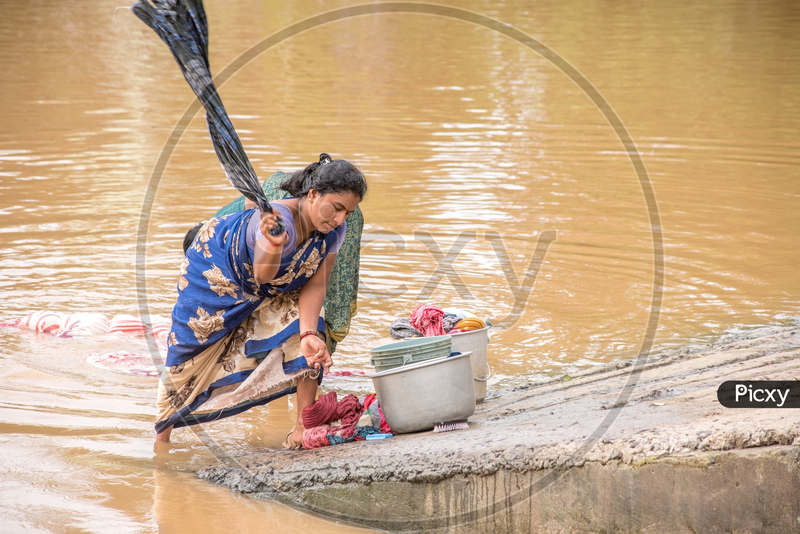 Image Of Villagers Using River Water For Washing Clothes NN564607 Picxy