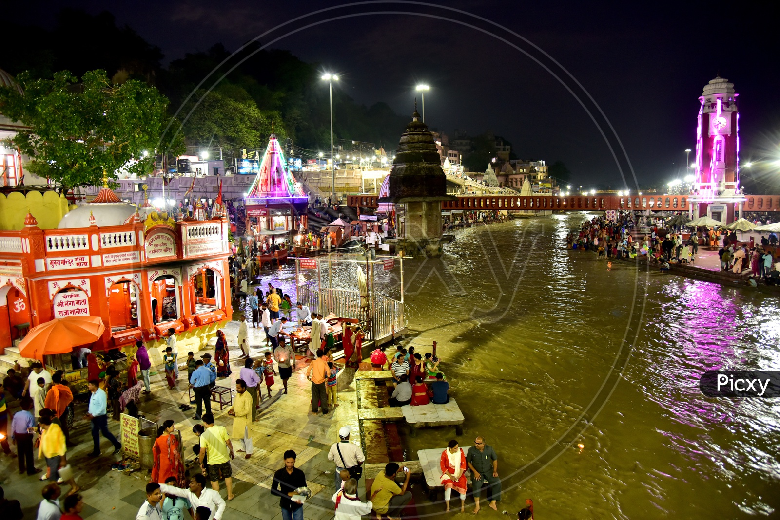 Night View of Haridwar Har Ki Pauri Ghat