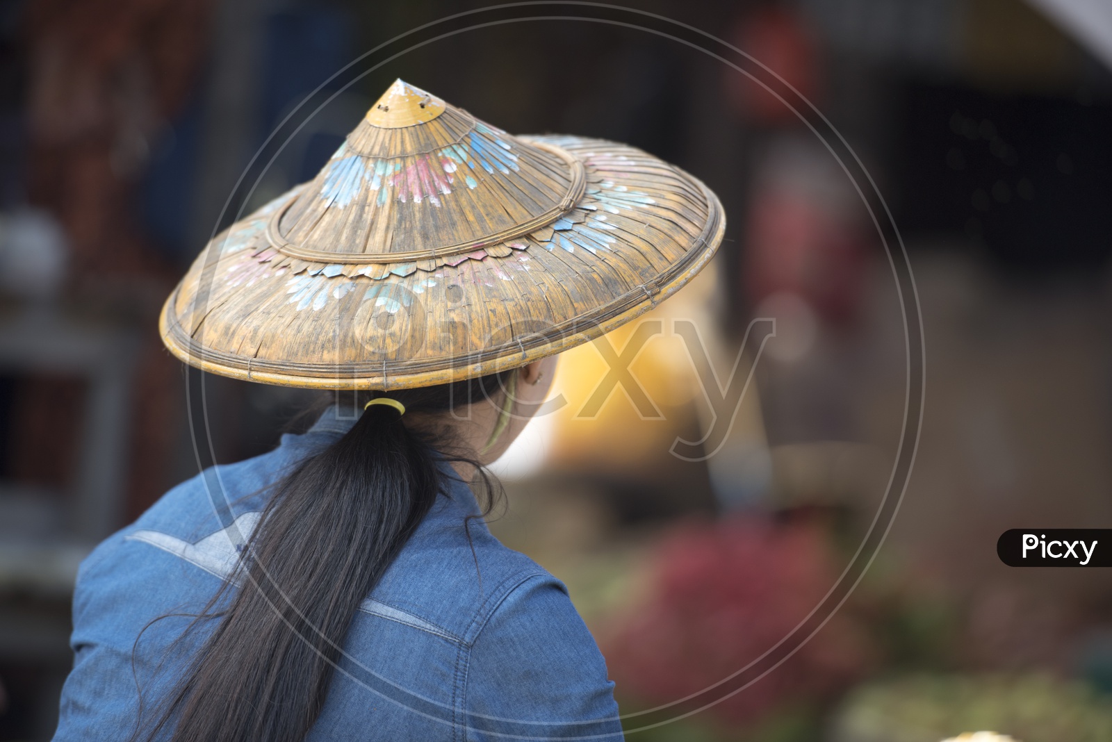 Women with Traditional Hat in Moreh Tamu Border India Myanmar