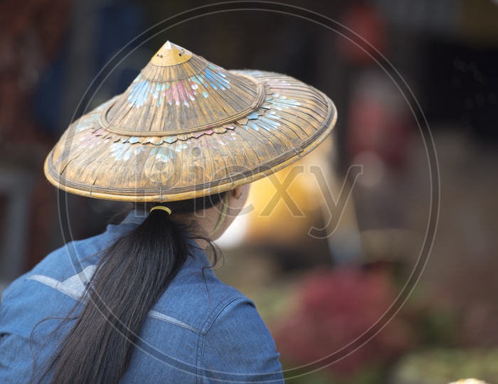 Women with Traditional Hat in Moreh Tamu Border India Myanmar