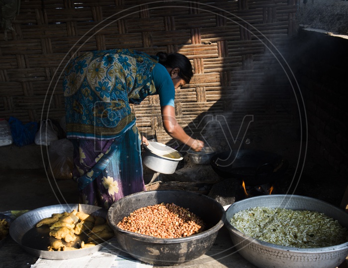 Woman making Snacks, Kalwa