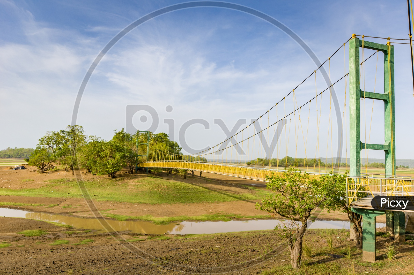 Suspension bridge over the Laknavaram lake connecting three islands