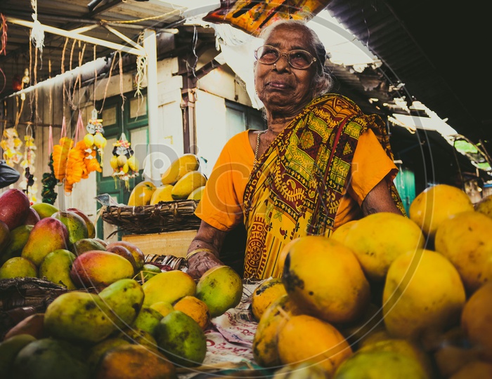 A vendor at poorna market