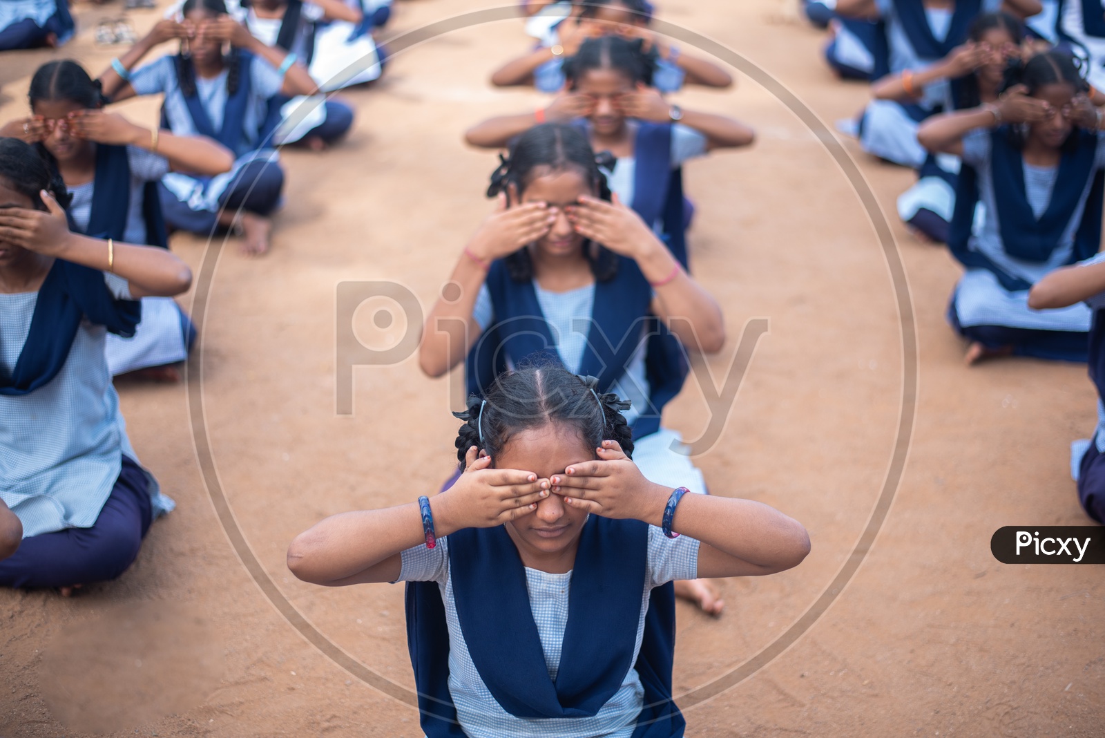 Students in a Government School Practicing Yoda in their Drill Period