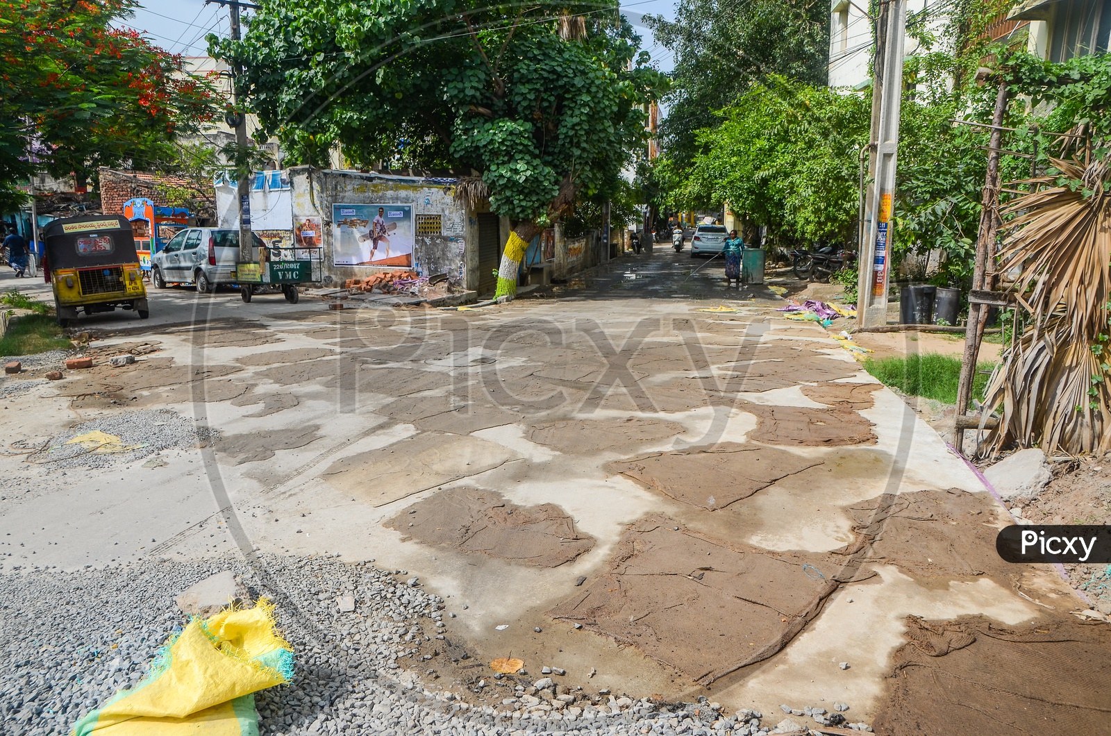 Newly laid cement road