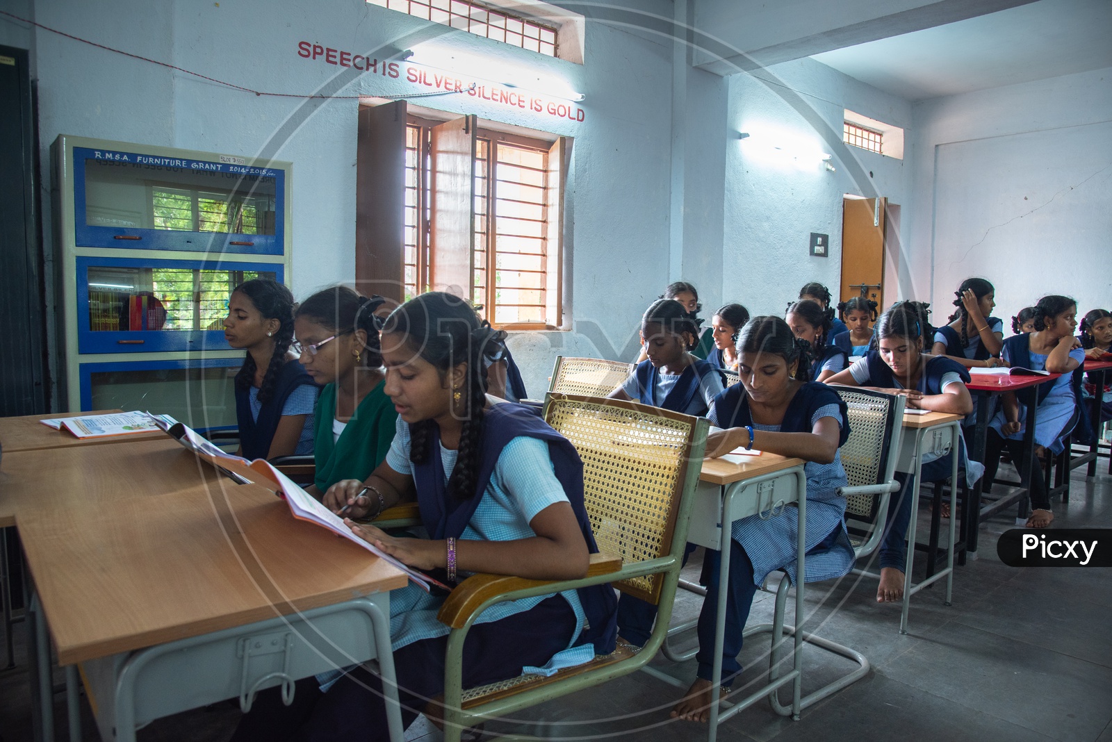 Students in a Government School Library