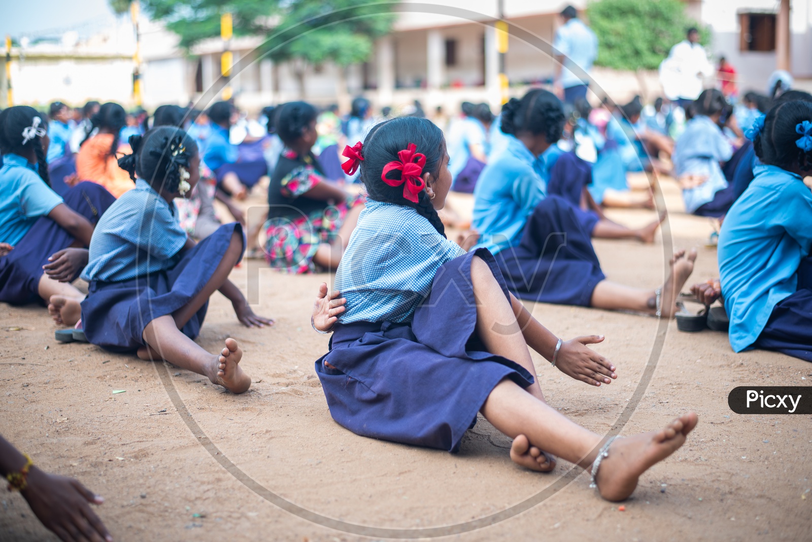 Government School Students Practicing Yoga, Andhra Pradesh