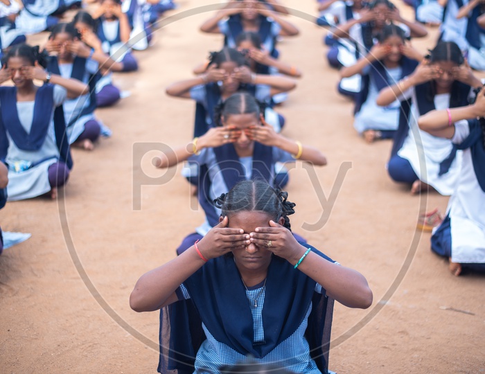 Students in a Government School Practicing Yoda in their Drill Period