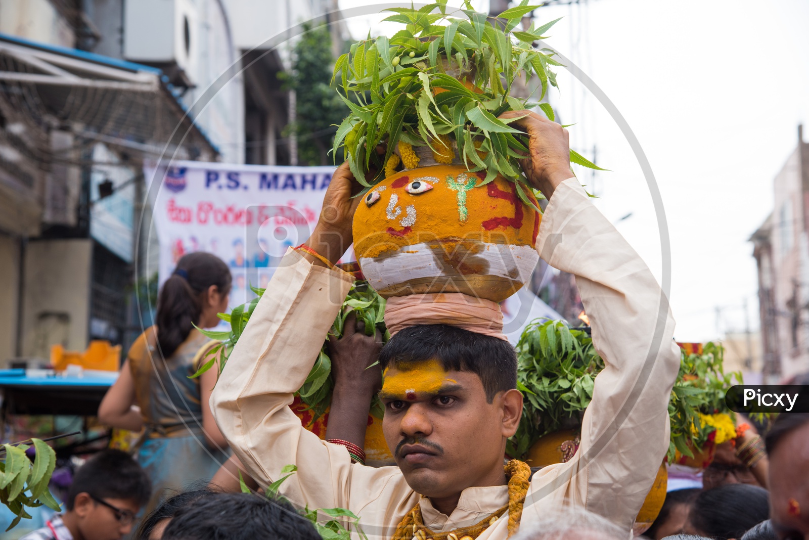 The Bonam pot for Bonalu Festival at Mahankali Temple