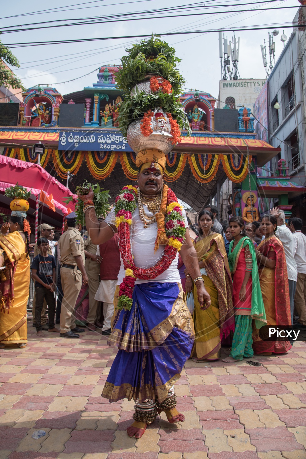 Potharaju at Bonalu Festival Celebrations at Mahankali Temple