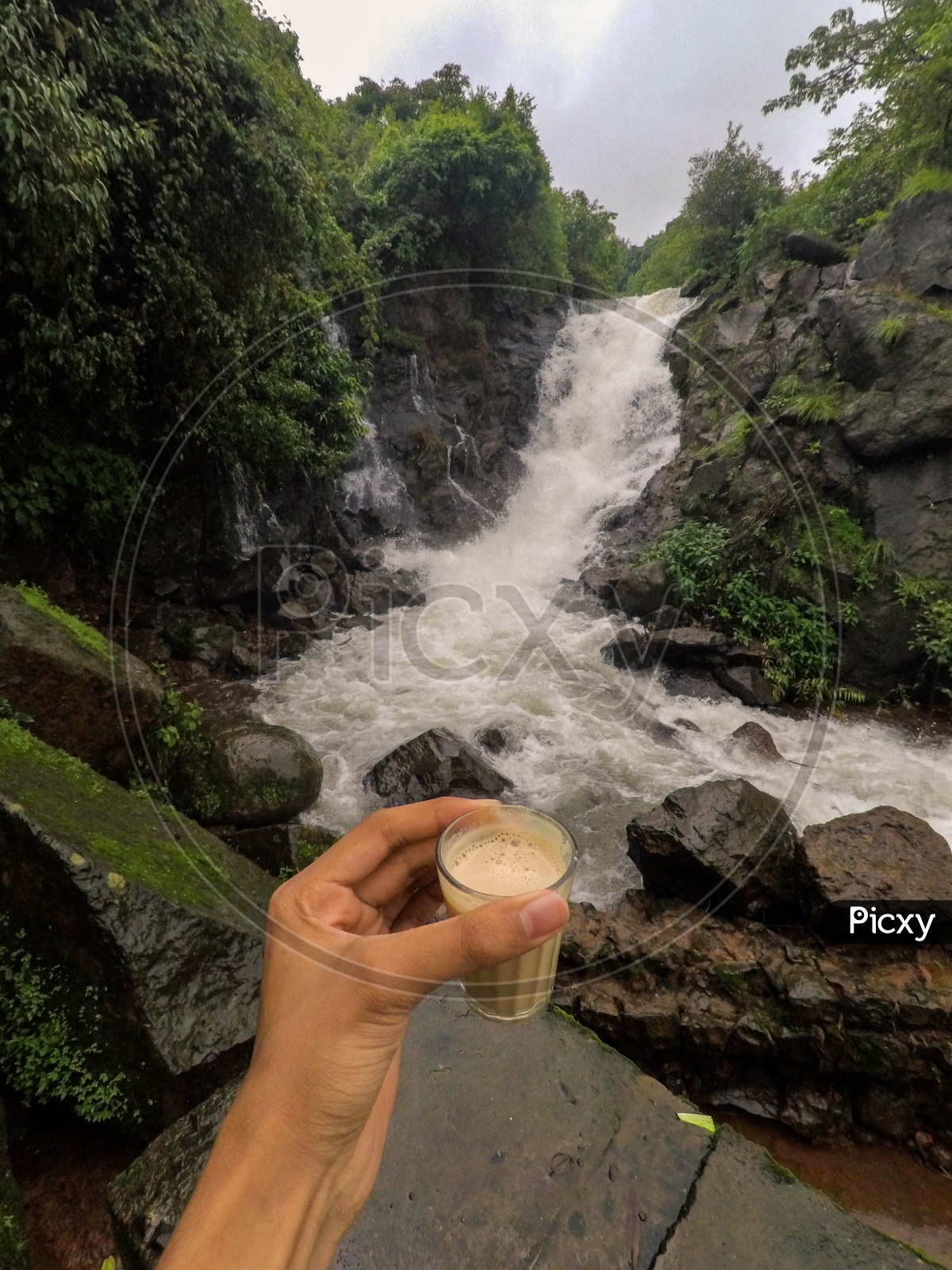 Coffee by the waterfall
