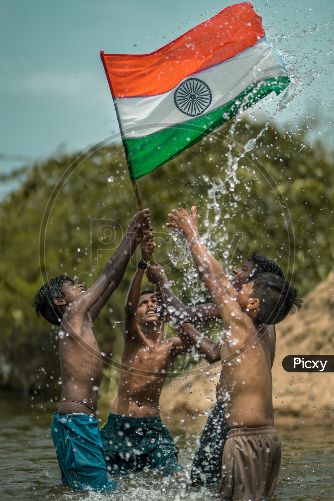 Kids Holding Indian National Flag